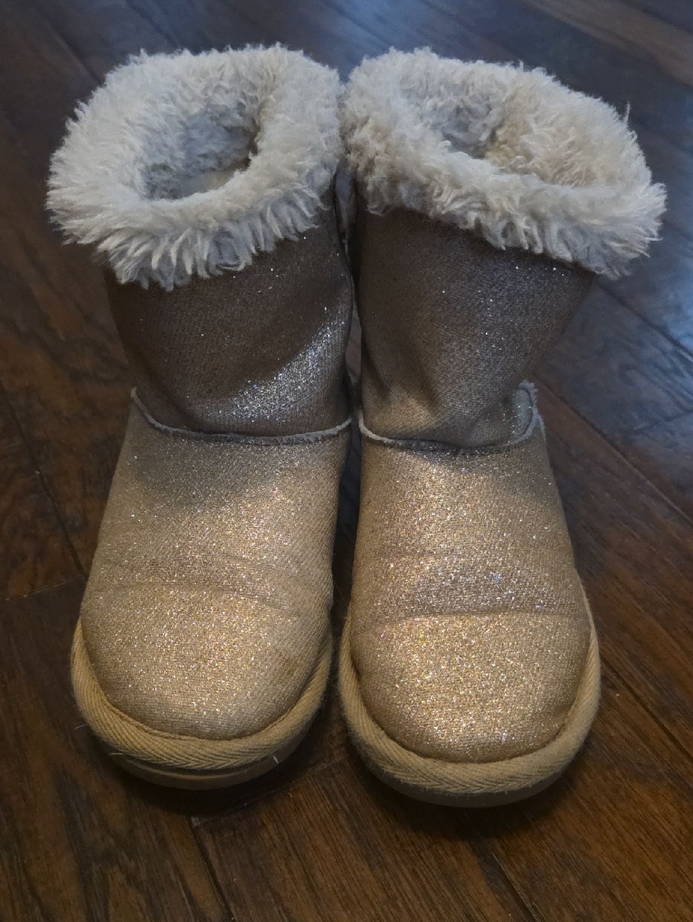Kids Glitter Faux-Fur Winter Boots - Champagne, Size 13